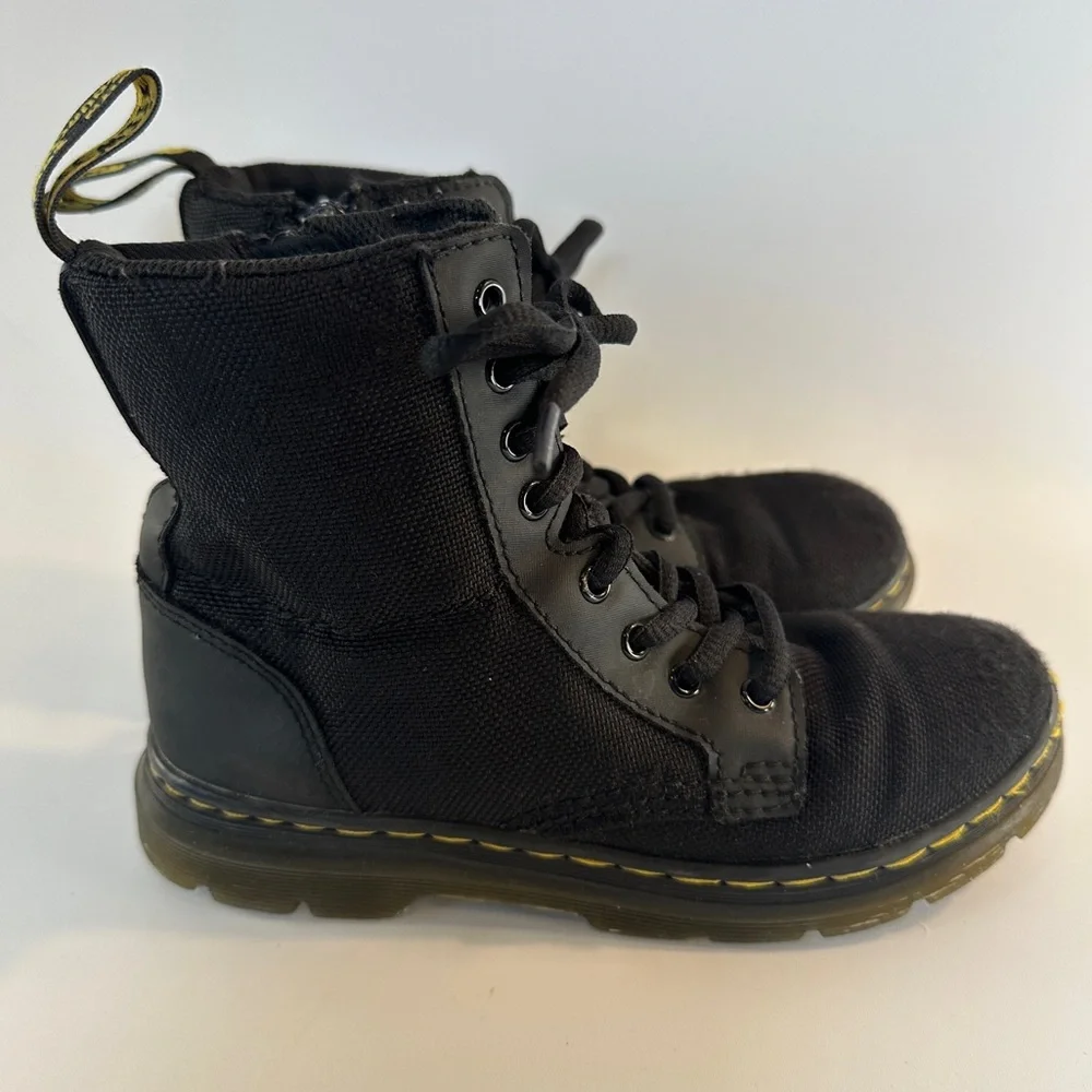 Dr. Martens Combs J‎ Girls Sz 1 Black Lace Up + Zip Rubber Sole Combat Boots